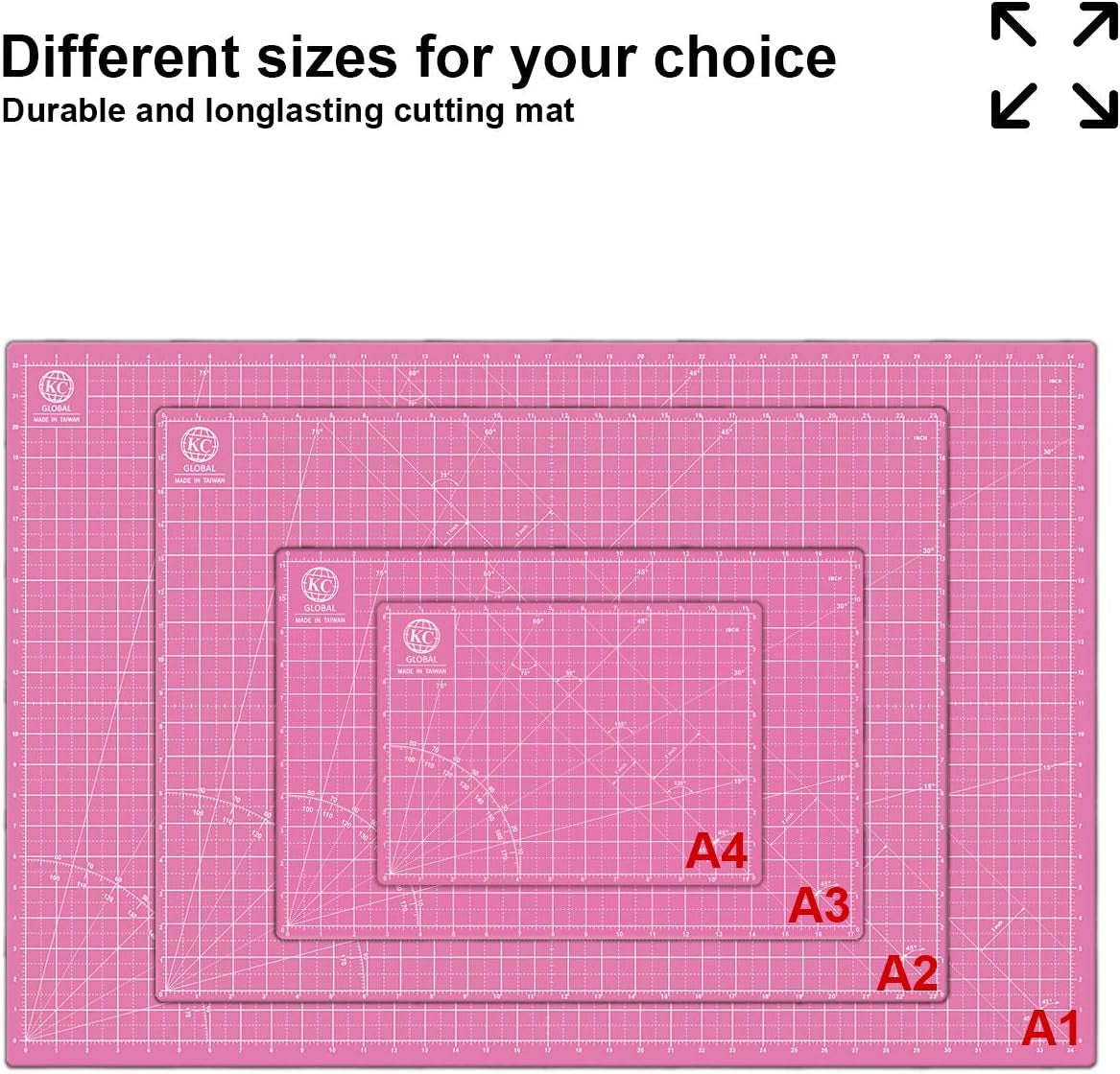 A2 (24"X18") Self-Healing Cutting Mat (Pink) - Sturdy, Reversible, Eco-Friendly, Non-Slip. Premium Desk Mat for Crafters, Quilters, and Hobbyist