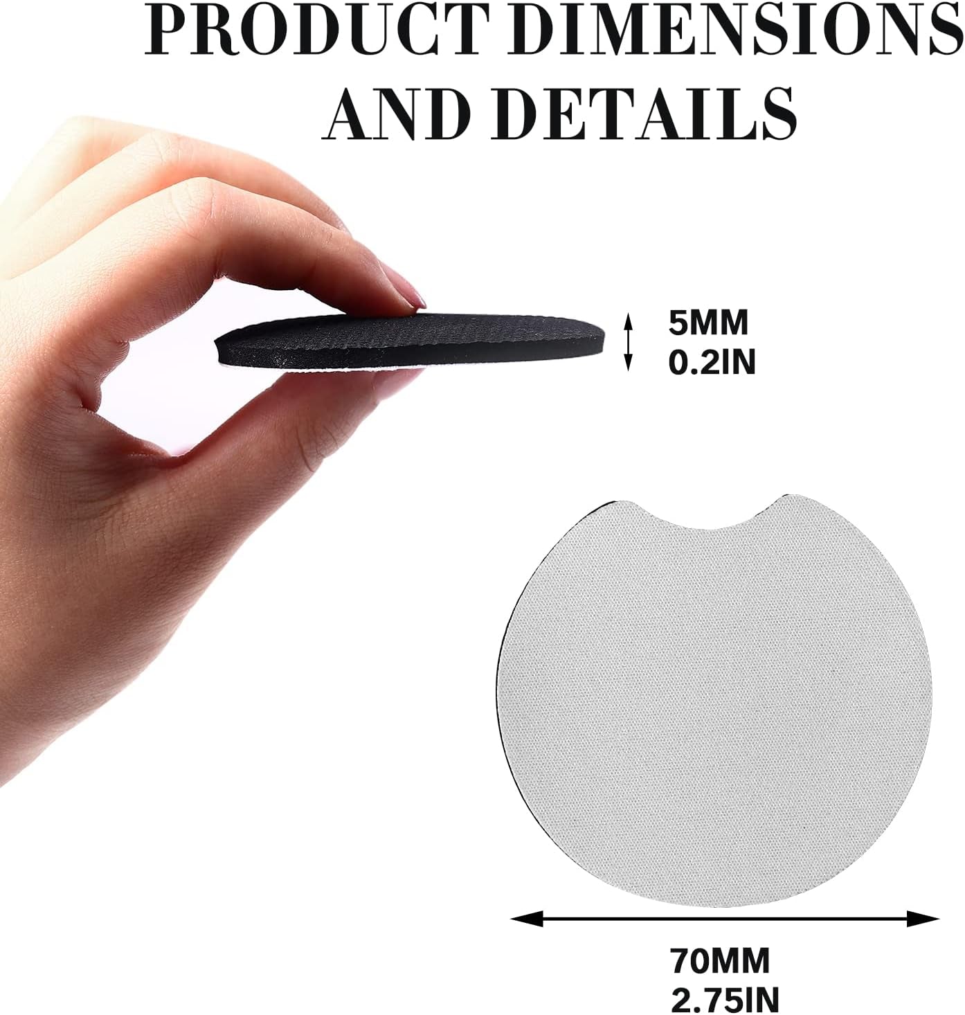 40 PCS Sublimation Blank Car Coasters, 2.75 in Circular Opening Blank Sublimation Coasters for Thermal Sublimation Heat Transfer DIY Crafts Painting,Car Coasters