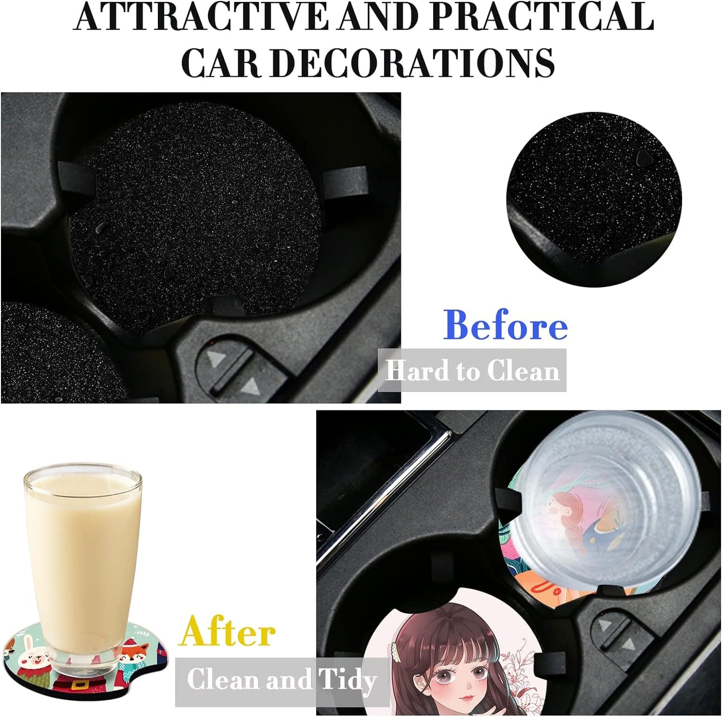 40 PCS Sublimation Blank Car Coasters, 2.75 in Circular Opening Blank Sublimation Coasters for Thermal Sublimation Heat Transfer DIY Crafts Painting,Car Coasters