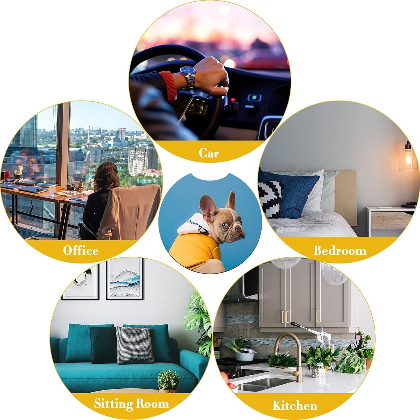 40 PCS Sublimation Blank Car Coasters, 2.75 in Circular Opening Blank Sublimation Coasters for Thermal Sublimation Heat Transfer DIY Crafts Painting,Car Coasters
