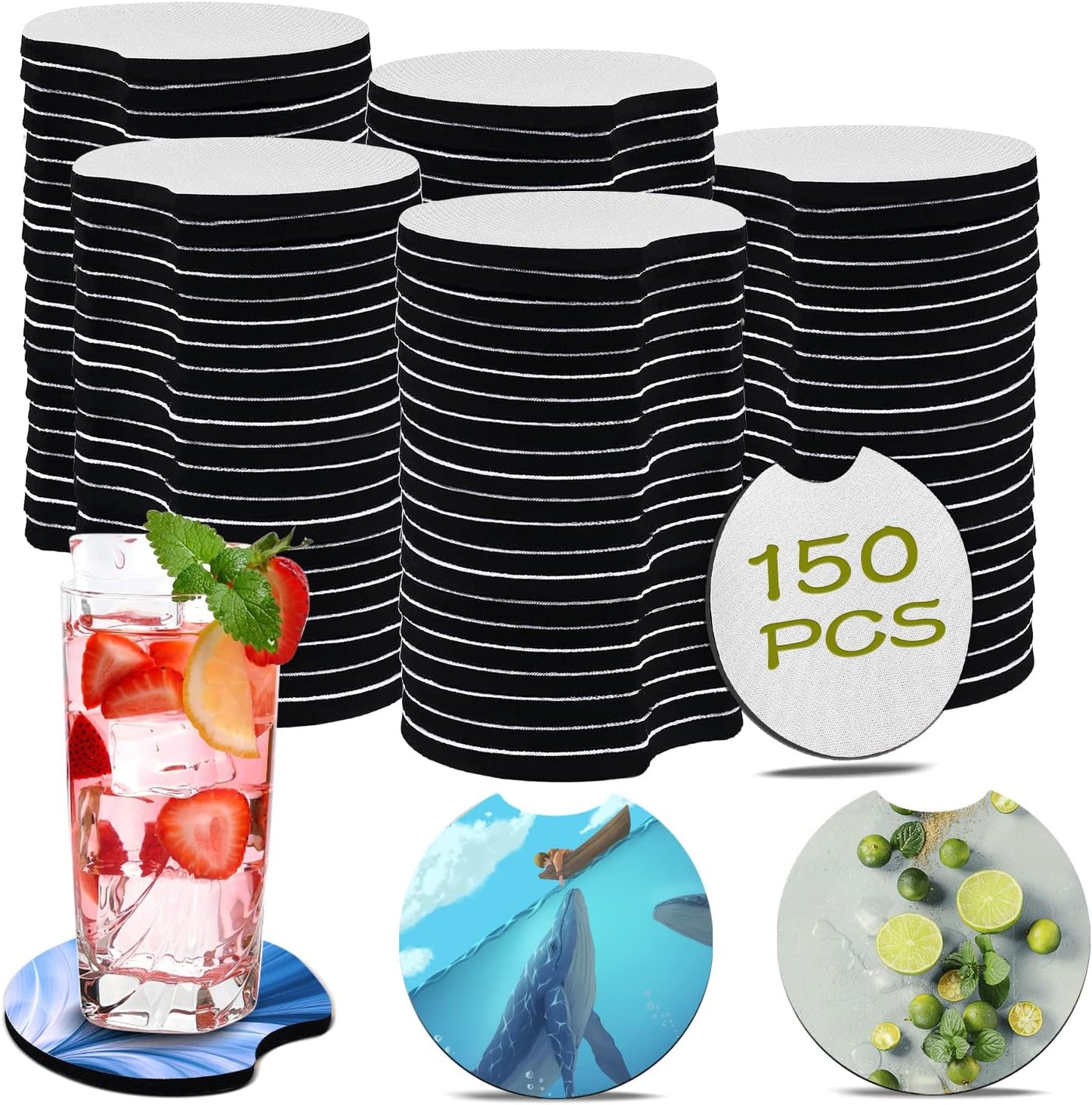 40 PCS Sublimation Blank Car Coasters, 2.75 in Circular Opening Blank Sublimation Coasters for Thermal Sublimation Heat Transfer DIY Crafts Painting,Car Coasters