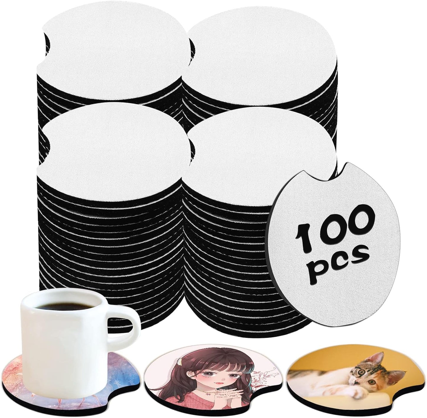 40 PCS Sublimation Blank Car Coasters, 2.75 in Circular Opening Blank Sublimation Coasters for Thermal Sublimation Heat Transfer DIY Crafts Painting,Car Coasters