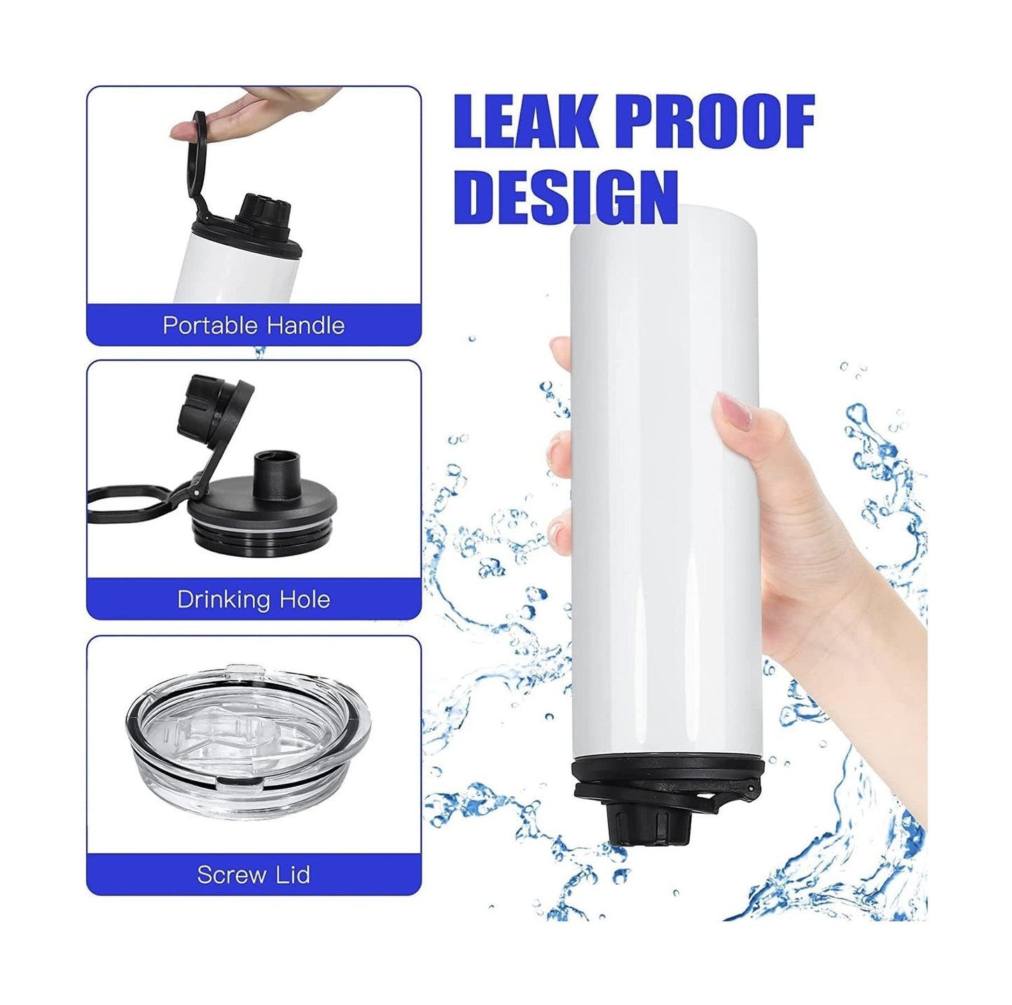 FECBK 30 Pack Sublimation Water Bottle Blanks 20 Oz Sublimation Sports Water ...
