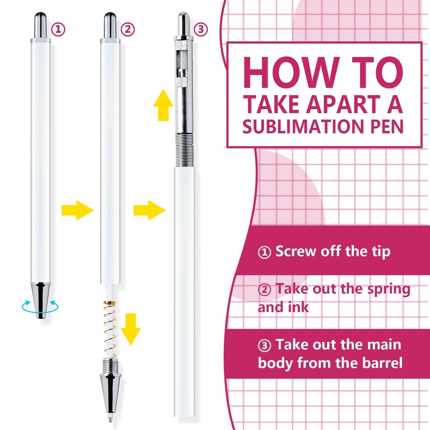 Sublimation Pens Blank No Clip with Shrink Wrap,Heat Transfer Sublimation Bal...