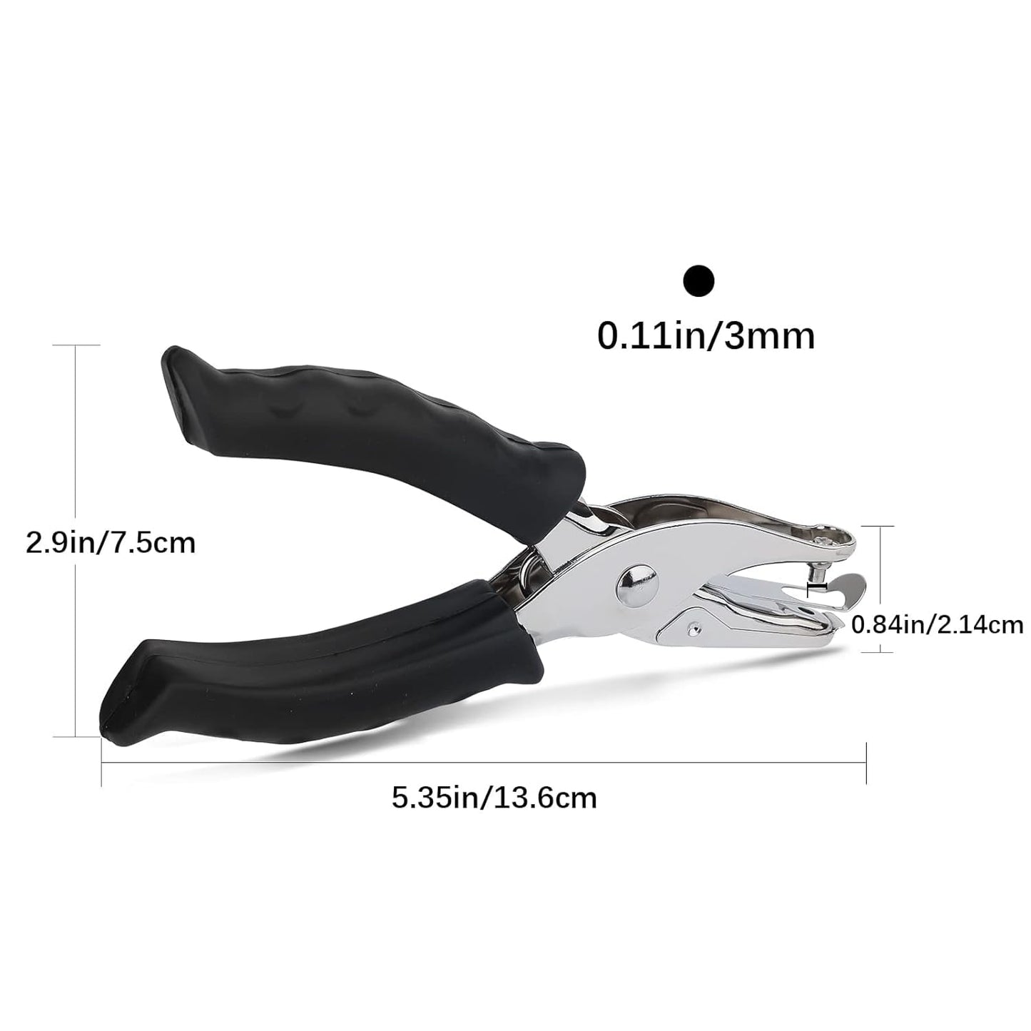3Mm Circle Hole Punch, Small Handheld Paper Punch, Mini Hole Puncher Paper Punch Punchers with Black Grip for Craft Paper