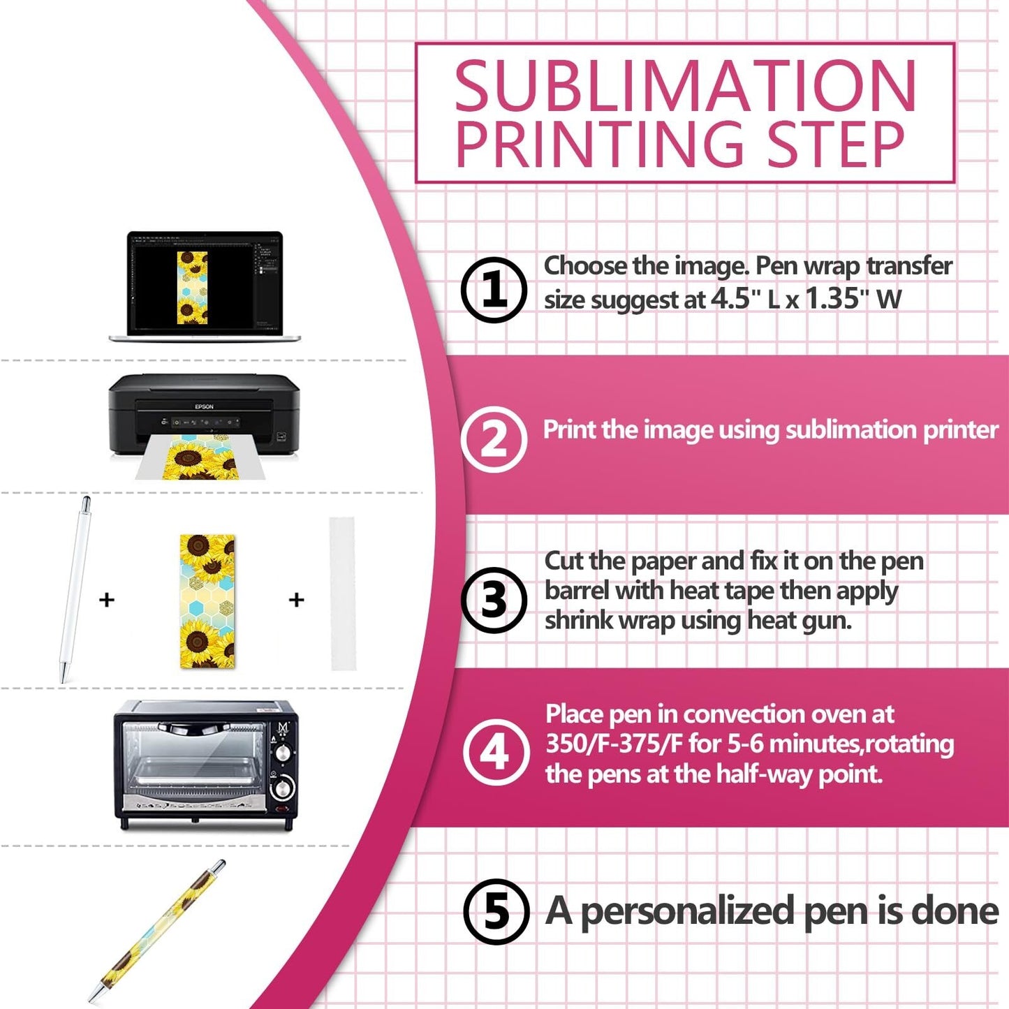 Sublimation Pens Blank No Clip with Shrink Wrap,Heat Transfer Sublimation Bal...
