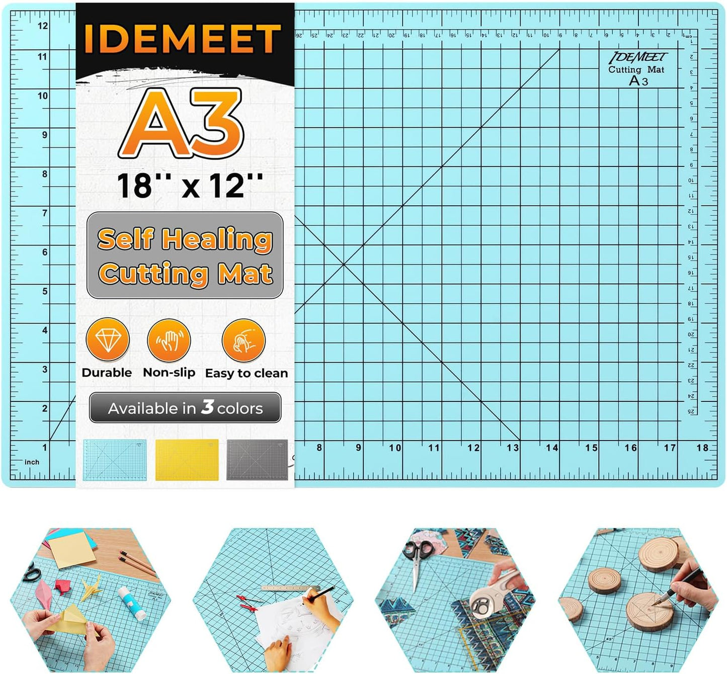 Density-Upgraded 9"X12" Self Healing Cutting Mat, Rotary Sewing Mat for Crafts, 5-Ply Blade Table Protector Cut Board for Fabric Leather Cutting Quilting Modeling Hobby Project, A4, Green