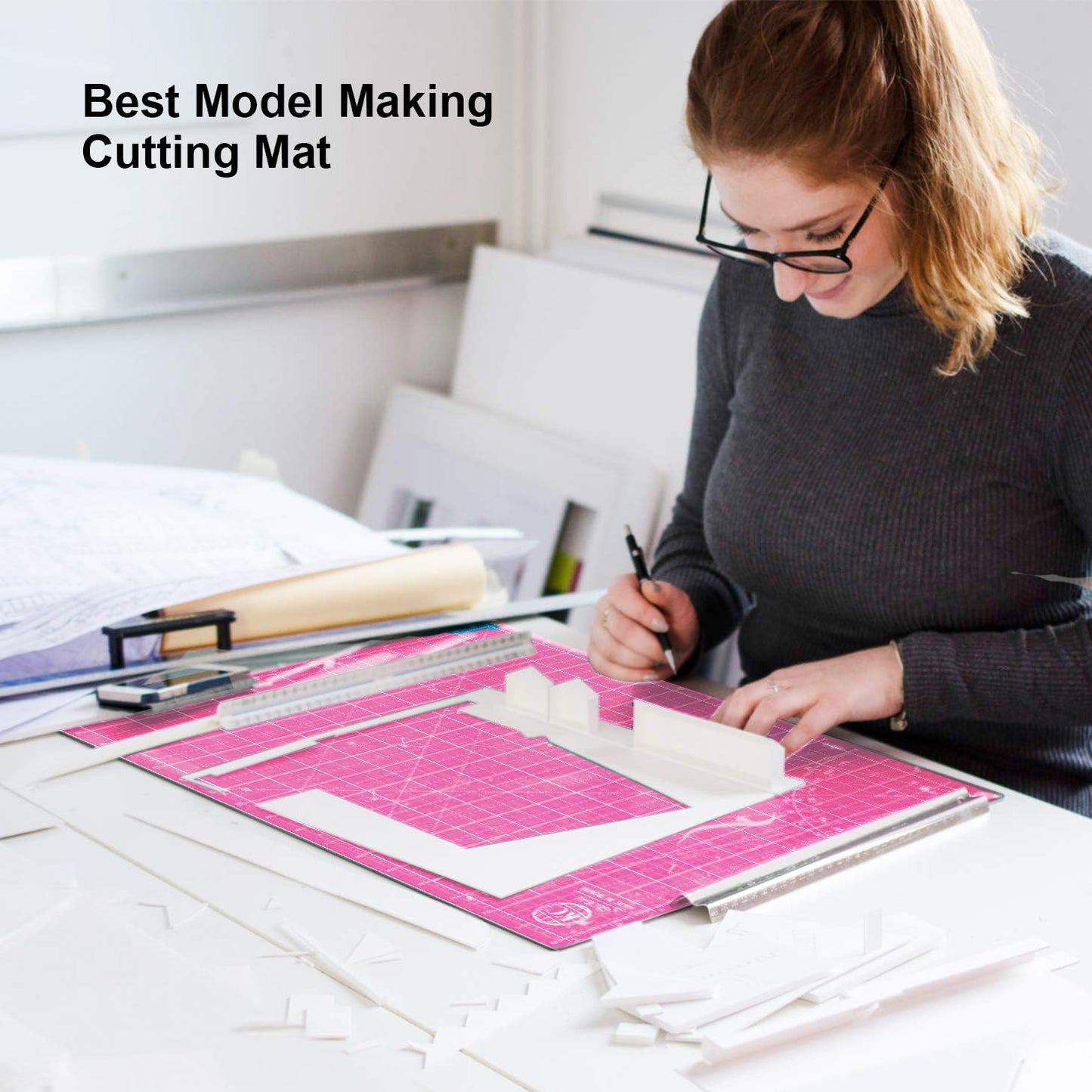 A2 (24"X18") Self-Healing Cutting Mat (Pink) - Sturdy, Reversible, Eco-Friendly, Non-Slip. Premium Desk Mat for Crafters, Quilters, and Hobbyist