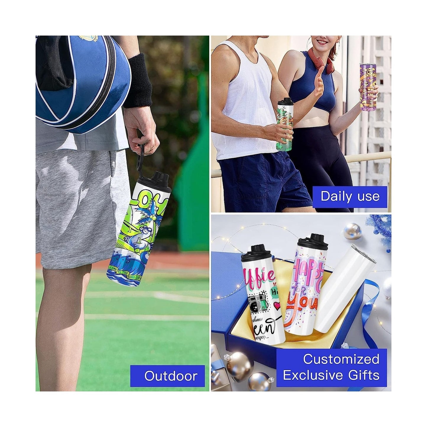 FECBK 30 Pack Sublimation Water Bottle Blanks 20 Oz Sublimation Sports Water ...