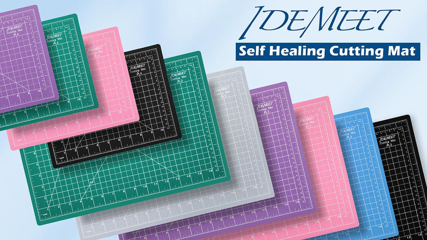 Density-Upgraded 9"X12" Self Healing Cutting Mat, Rotary Sewing Mat for Crafts, 5-Ply Blade Table Protector Cut Board for Fabric Leather Cutting Quilting Modeling Hobby Project, A4, Green