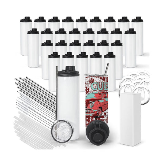 FECBK 30 Pack Sublimation Water Bottle Blanks 20 Oz Sublimation Sports Water ...