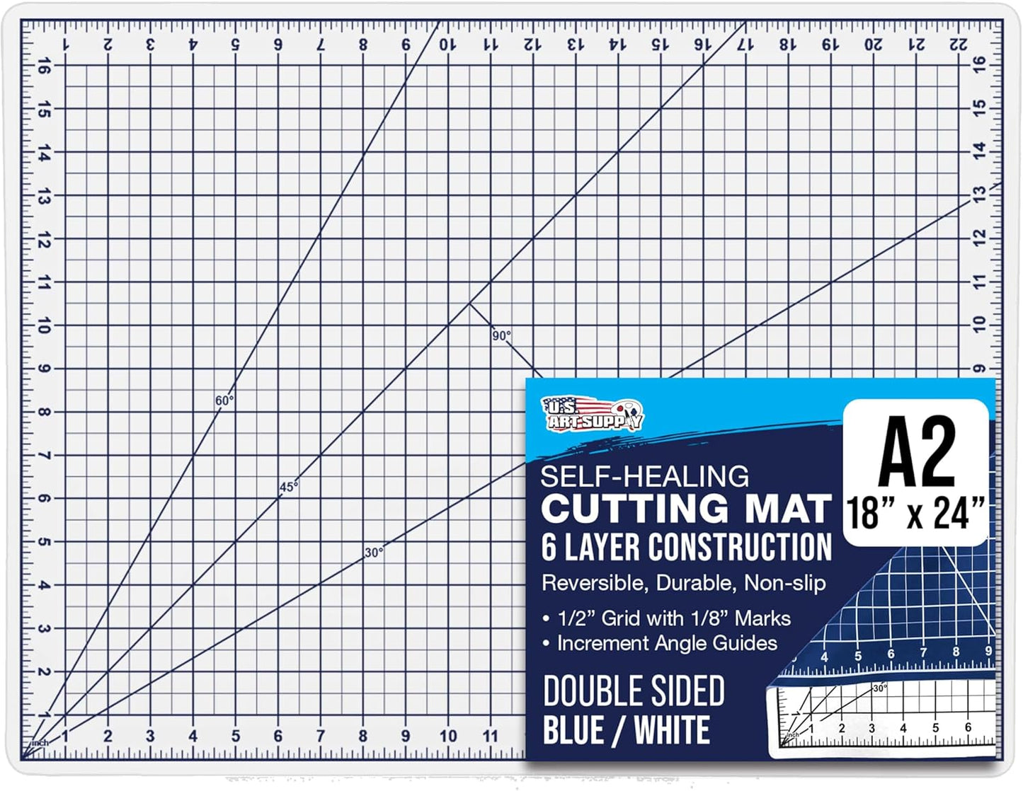 18" X 24" Self-Healing Cutting Mat 5-Ply - Double-Sided Pink/Blue Craft Mat, Non-Slip Cutting Mats for Crafts, Sewing, Quilting, Scrapbooking