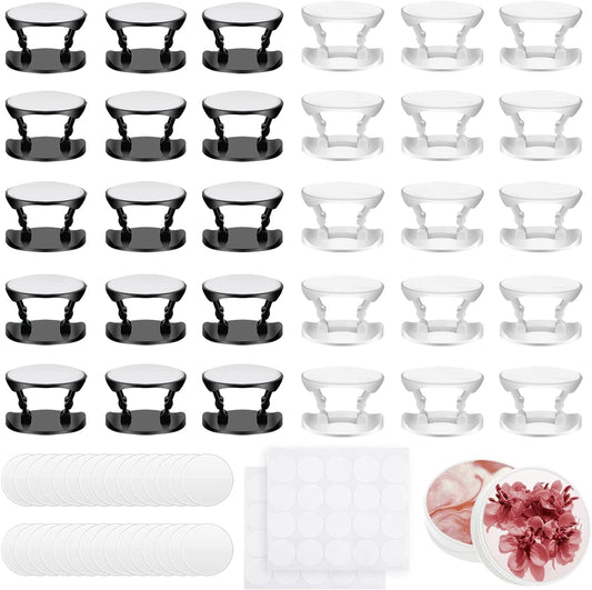 30 Pieces Collapsible Blank Sublimation Phone Holders,  Self-Adhesive Finger Stand Holder with 30 Sublimation Aluminum Sheets, Cell Phones Grip Holder for Smartphones and Tablets(Black+White)