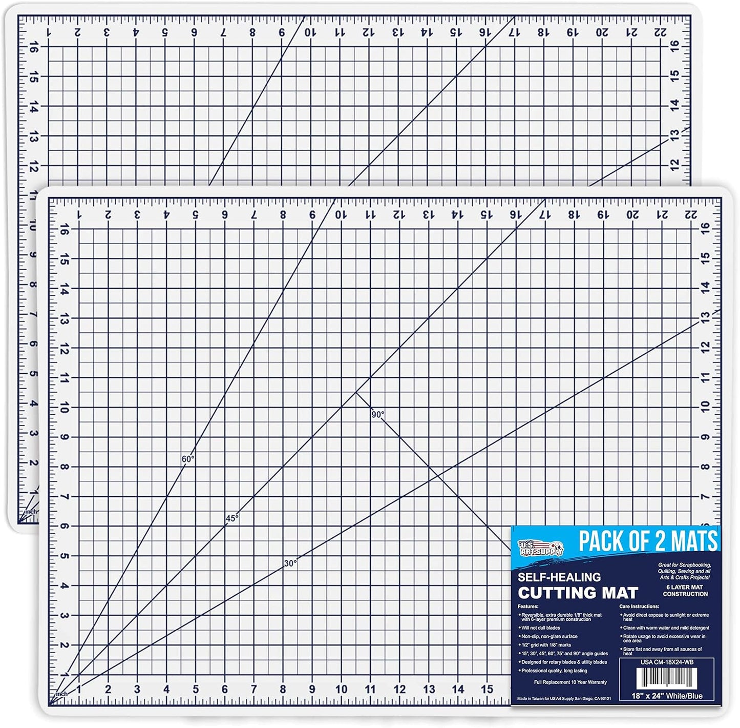 18" X 24" Self-Healing Cutting Mat 5-Ply - Double-Sided Pink/Blue Craft Mat, Non-Slip Cutting Mats for Crafts, Sewing, Quilting, Scrapbooking