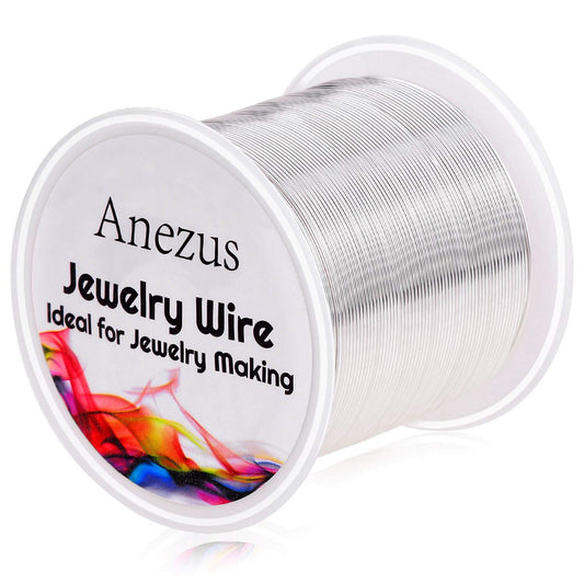 22 Gauge Jewelry Wire,  Craft Wire Tarnish Resistant Copper Beading Wire for Jewelry Making Supplies and Crafting (Silver, 49 Yards/45 Meters)