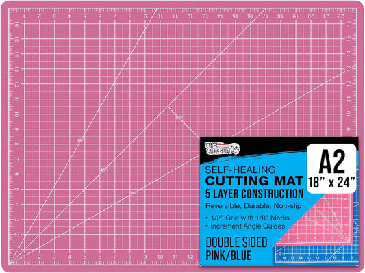 18" X 24" Self-Healing Cutting Mat 5-Ply - Double-Sided Pink/Blue Craft Mat, Non-Slip Cutting Mats for Crafts, Sewing, Quilting, Scrapbooking
