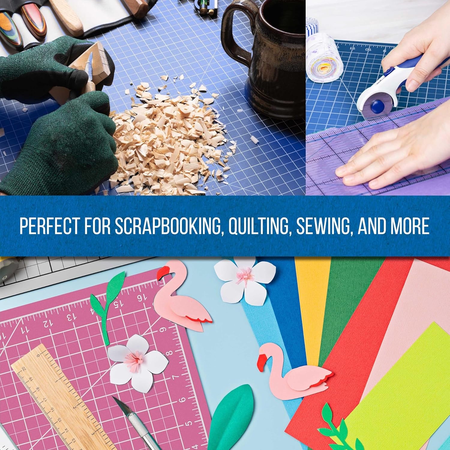 18" X 24" Self-Healing Cutting Mat 5-Ply - Double-Sided Pink/Blue Craft Mat, Non-Slip Cutting Mats for Crafts, Sewing, Quilting, Scrapbooking