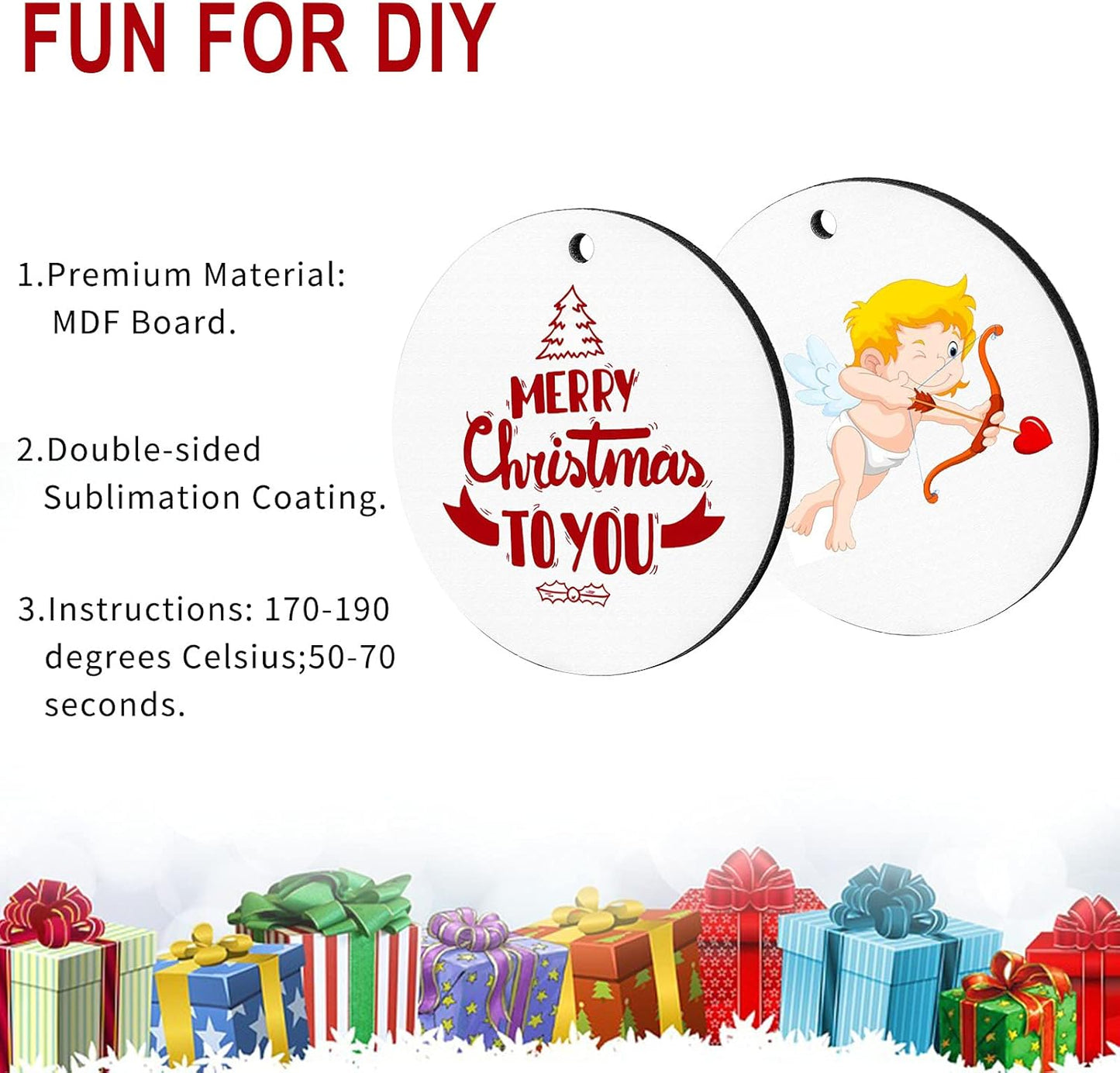 16Pcs Sublimation Blank Pendants, MDF Personalized Sublimation Pendant round Blank Discs Halloween Christmas Ornaments DIY Decoration Supplies